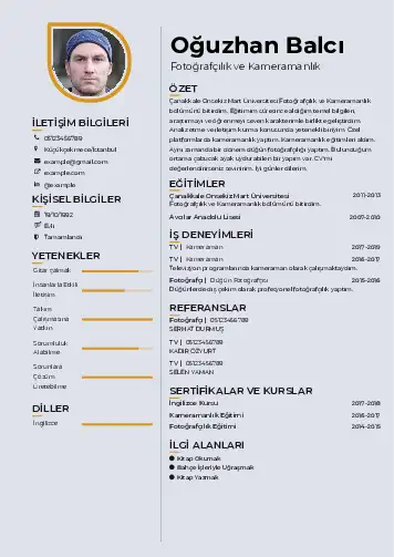 Muhabir ve Kameraman Cv Örnekleri cv indir